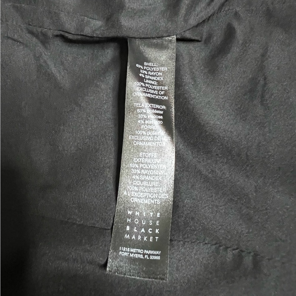 WHBM Studio Tuxedo Collared Black Double Breasted Semi Fitted Crop Jacket SZ 10 - Picture 13 of 15